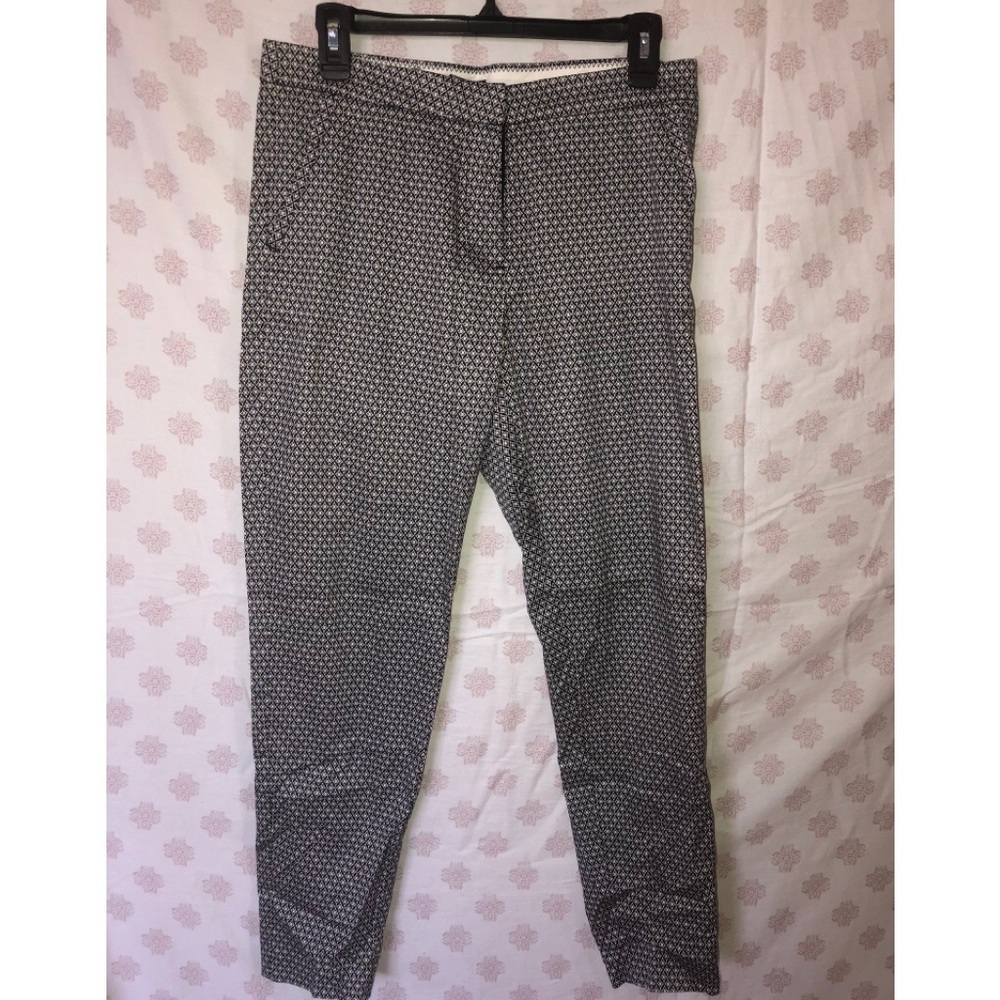 H&M navy printed slim fit trousers